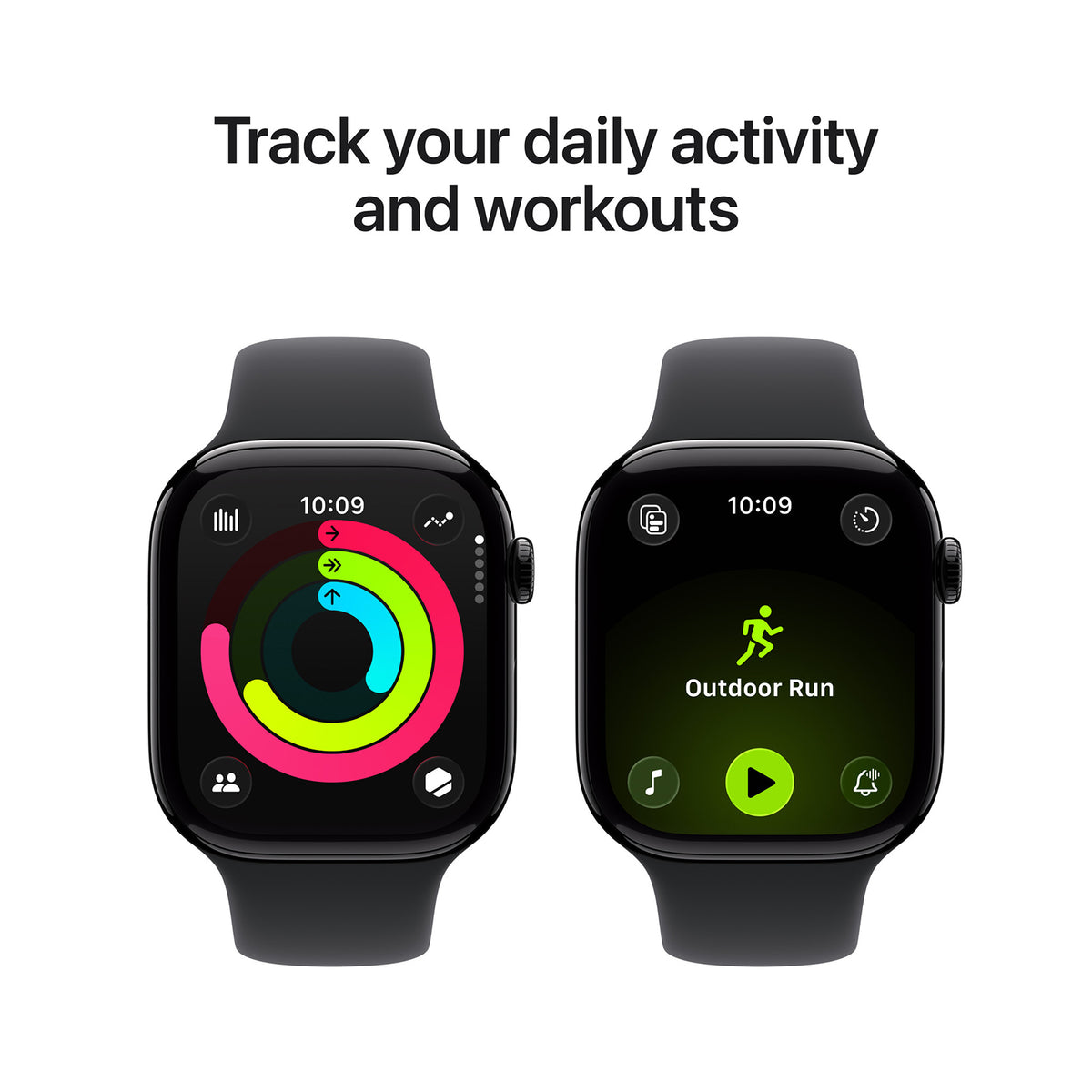 Apple Watch Series 11 46mm - Gitzwart Aluminium Zwart Sportband