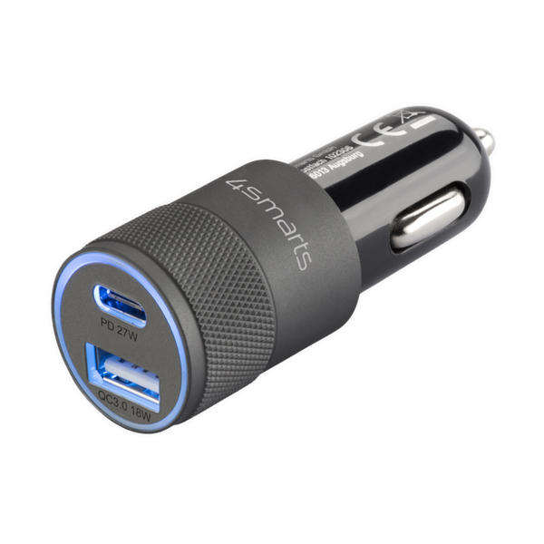 Cargador de coche 4smarts 27W 2 en 1 reacondicionado USB-A y USB-C